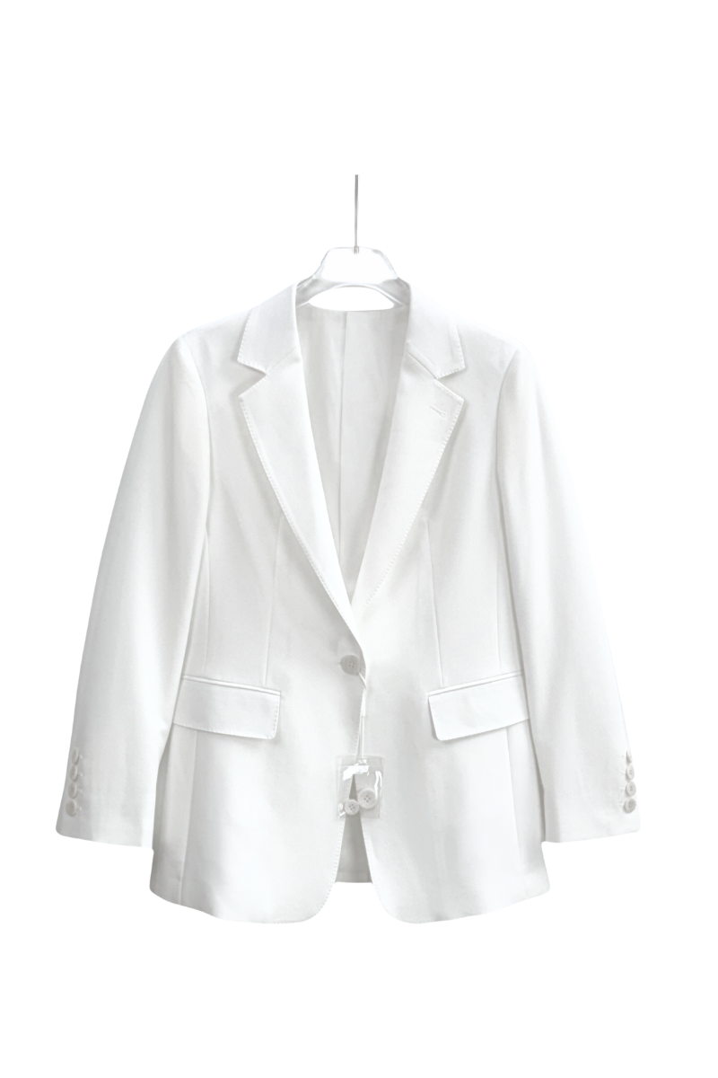 Max Simple Shimmery Collarless Blazer White