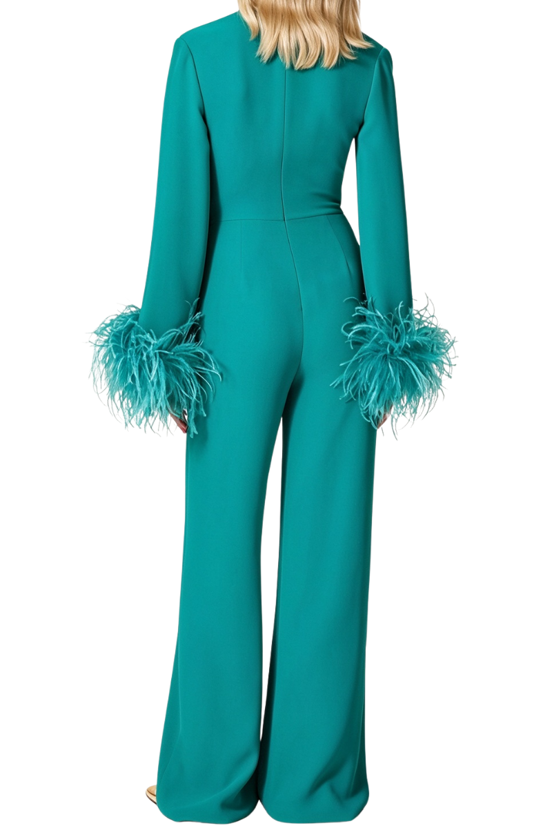 Valentino Feather Trim Jumpsuit Berillo 5B3VE3J01MM_ZGJ