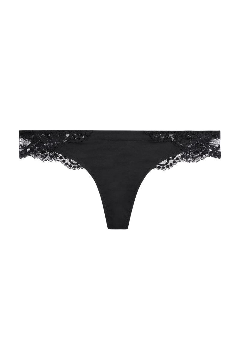 La perla Black cotton thong