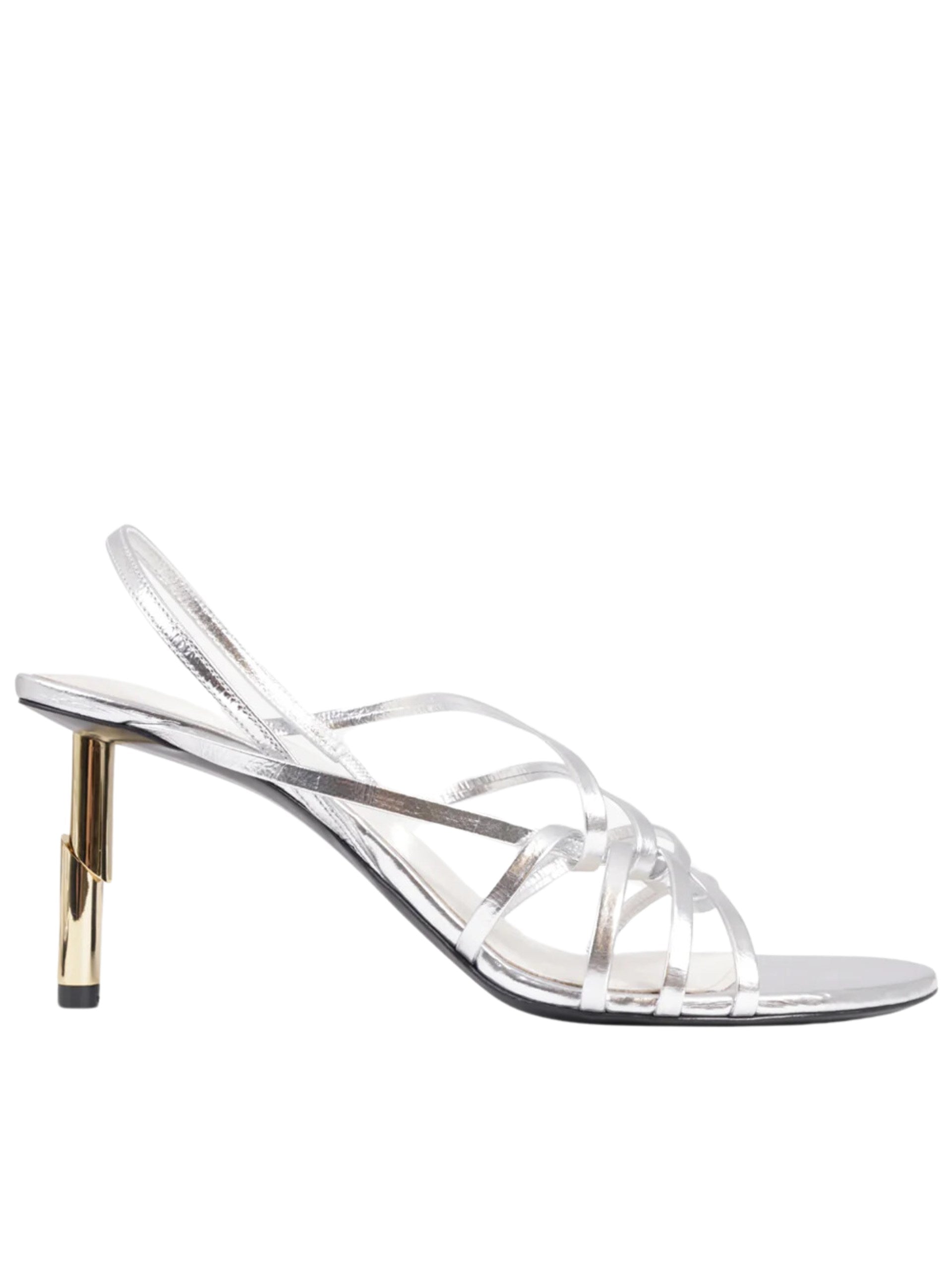 Lanvin Sequence Strappy 75mm Sandal in SIlver with Gold stud