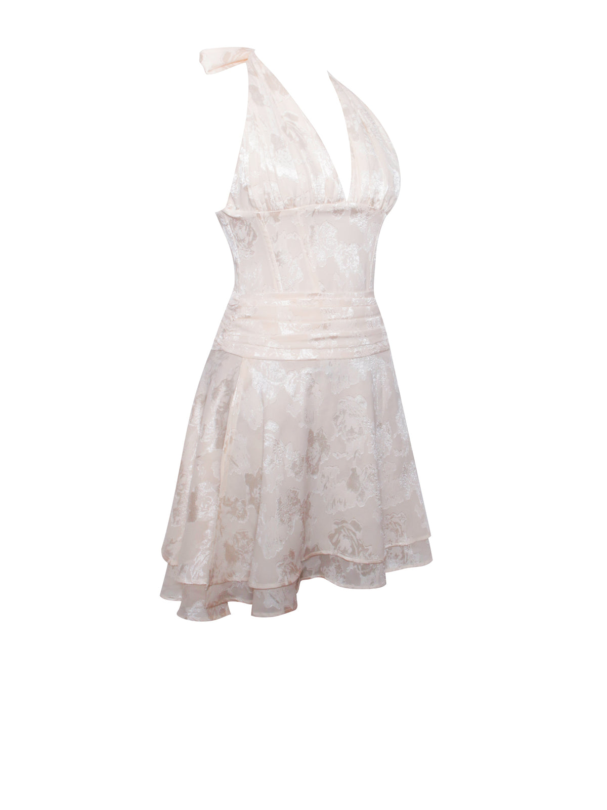 Quintana Jacquard Textured Slit Halter Mini Dress (Archive Sale)