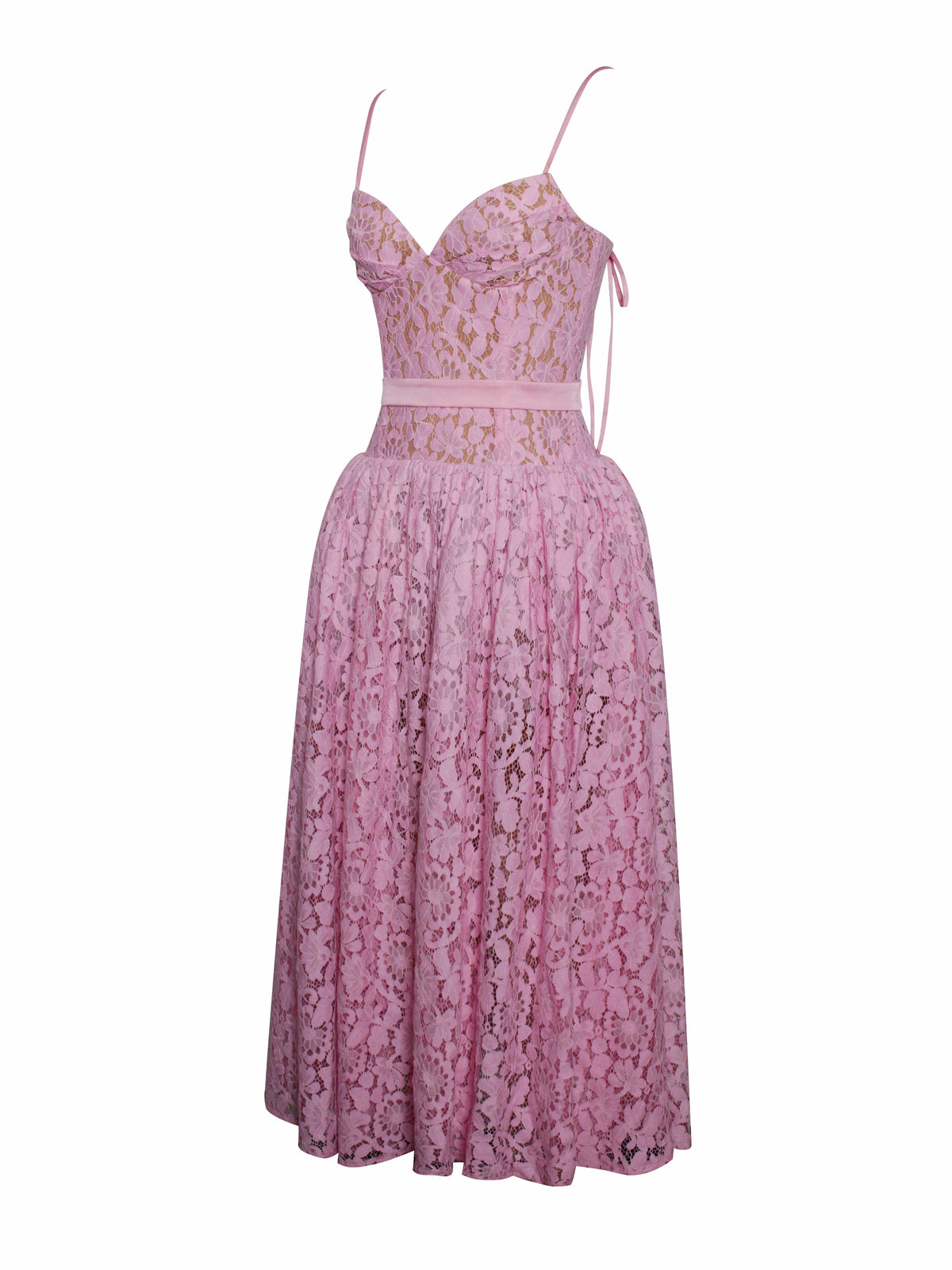 Lorena Pink Lace Drop Waist Midi Sundress (Archive Sale)