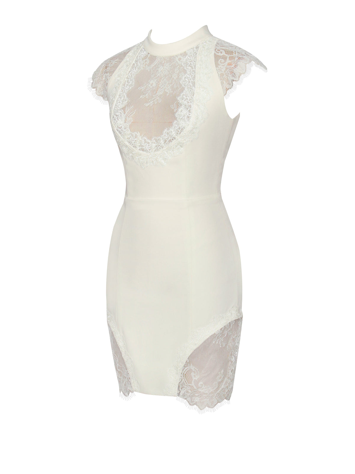 Quinella White Lace Crepe Backless Mini Dress (Archive Sale)