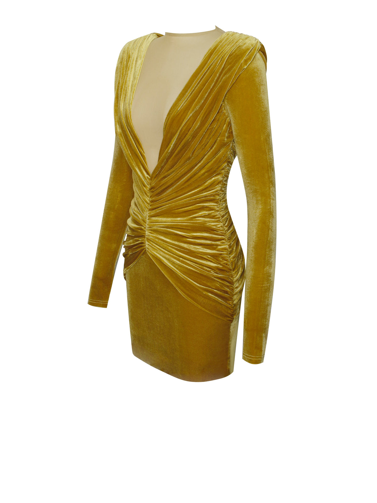 Carey Gold Velvet Long Sleeve Mini Dress (Archive Sale)