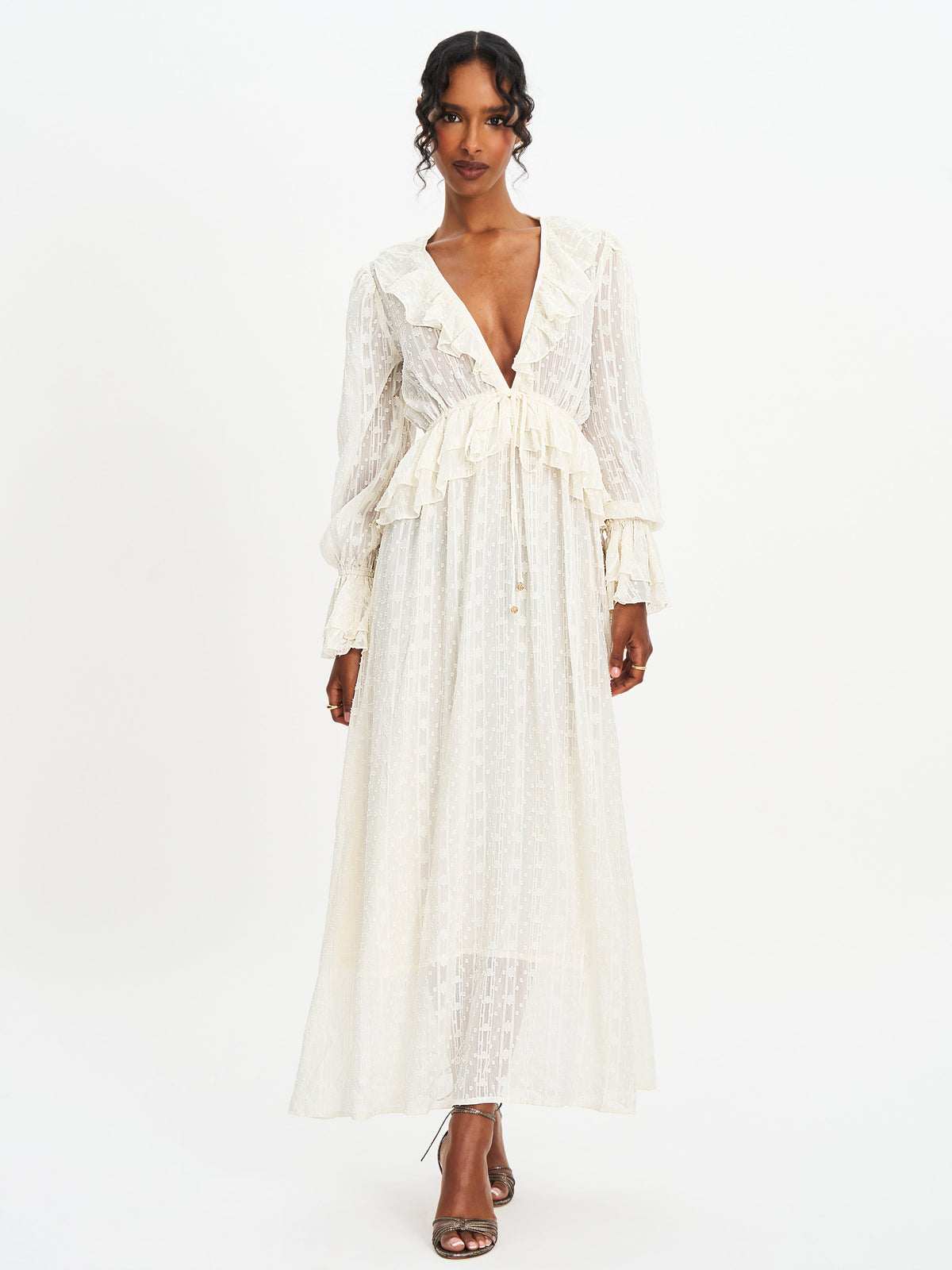 Safiya Jacquard Chiffon Long Sleeve Maxi Dress (Archive Sale)