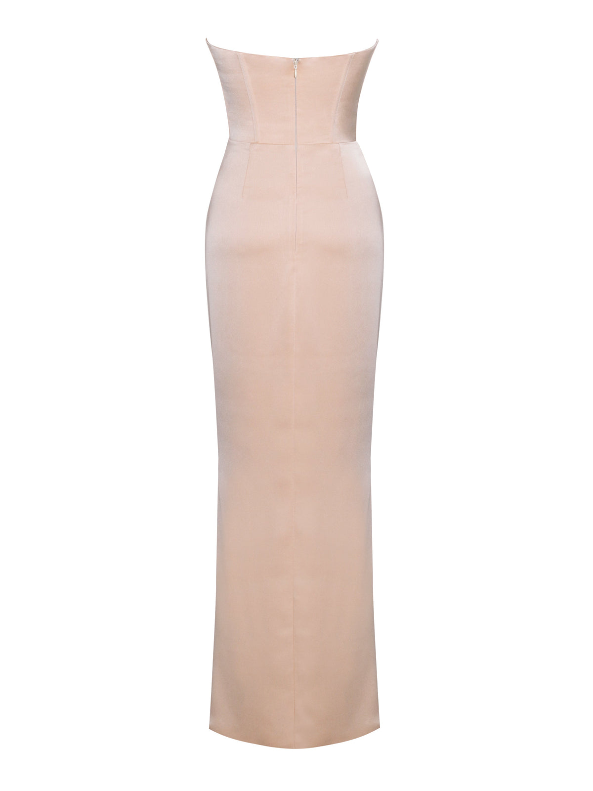 Amelia Blush Satin Corset Slit Gown With Crystal Embellished (Archive Sale)