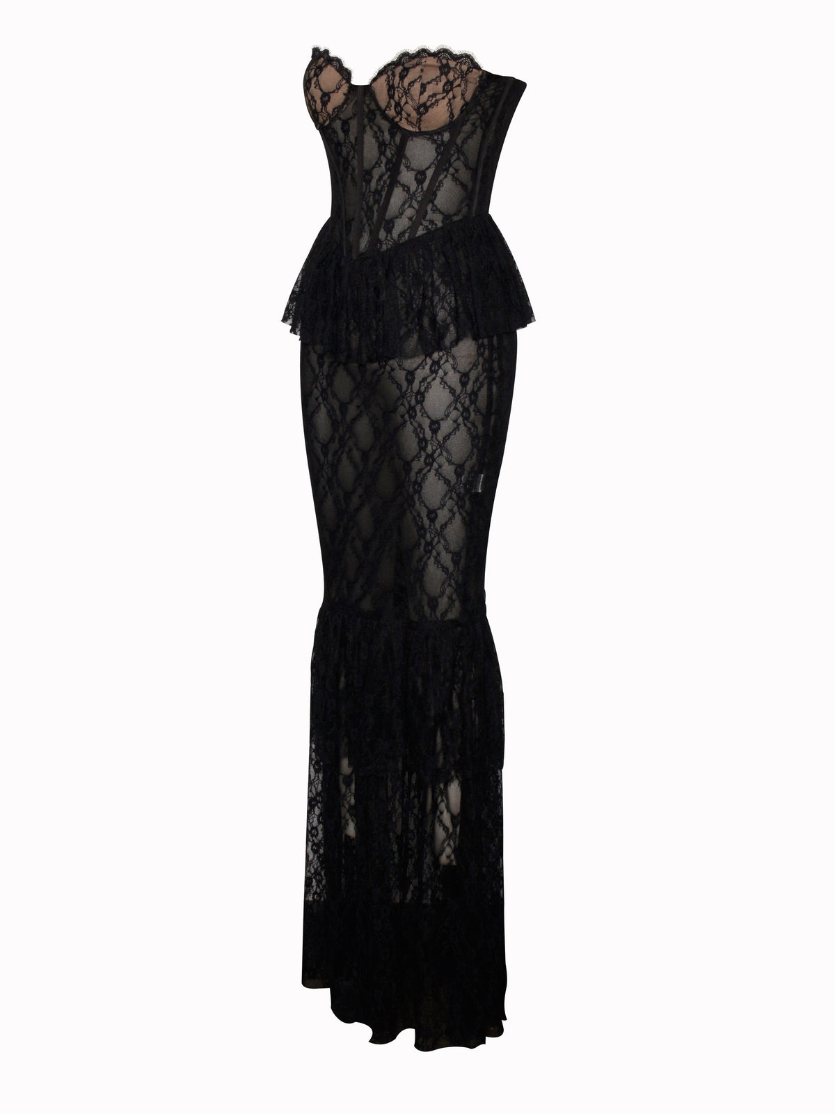 Quennell Black Lace Corset Maxi Dress (Archive Sale)