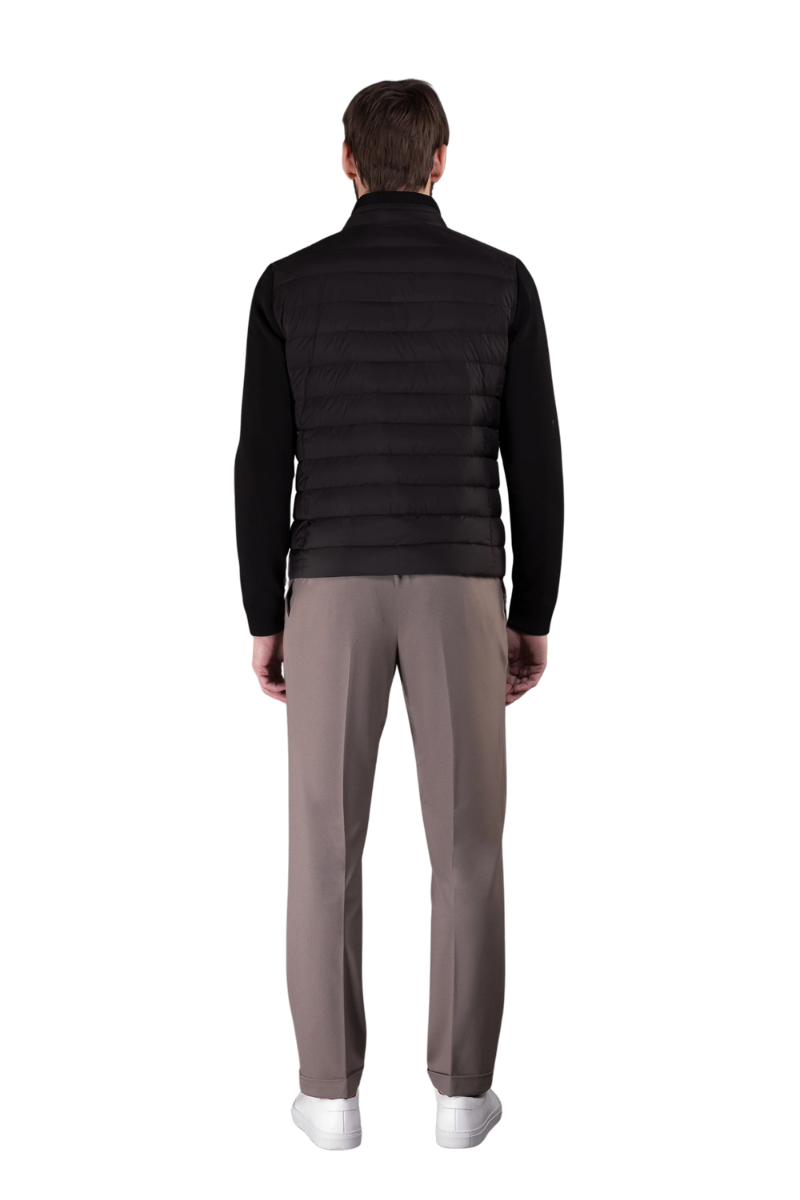 MooRER CATTANEO-S3R Mixed Media Stand Collar Jacket Nero
