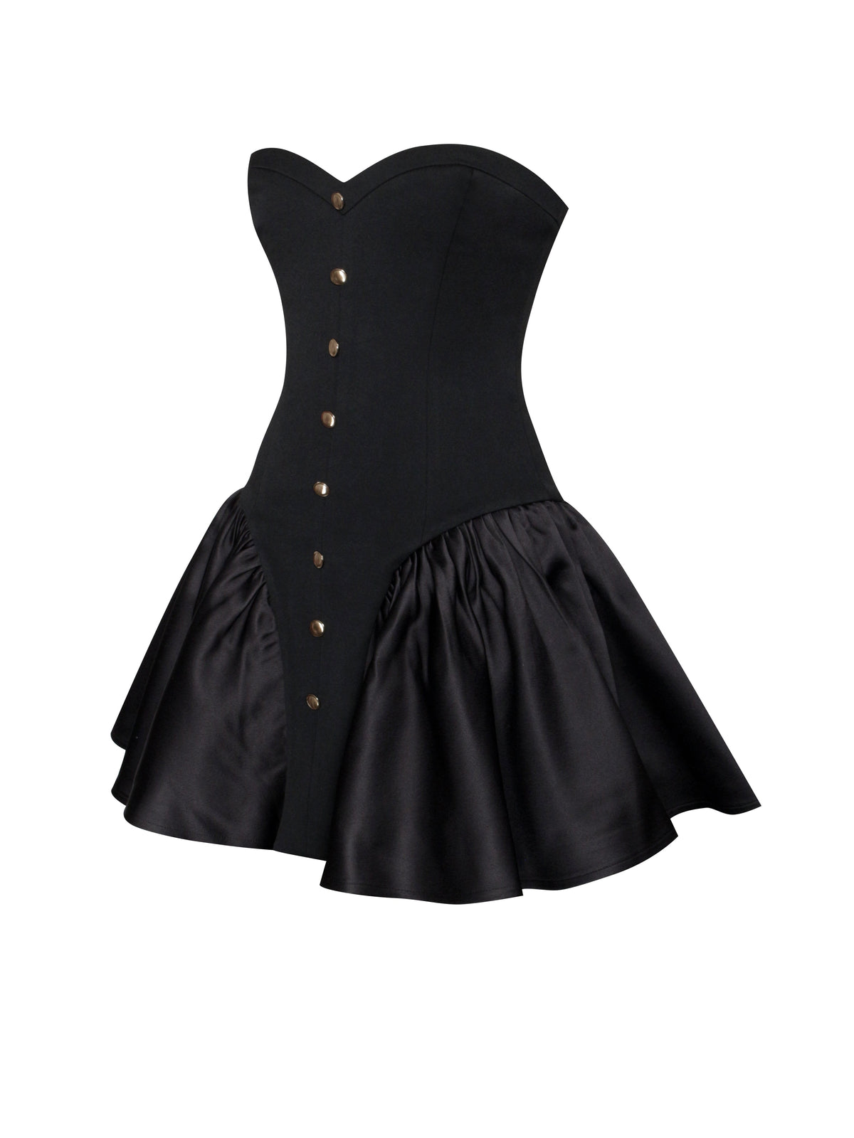 Kaden Black Drop Waist Mini Puffy Dress (Archive Sale)