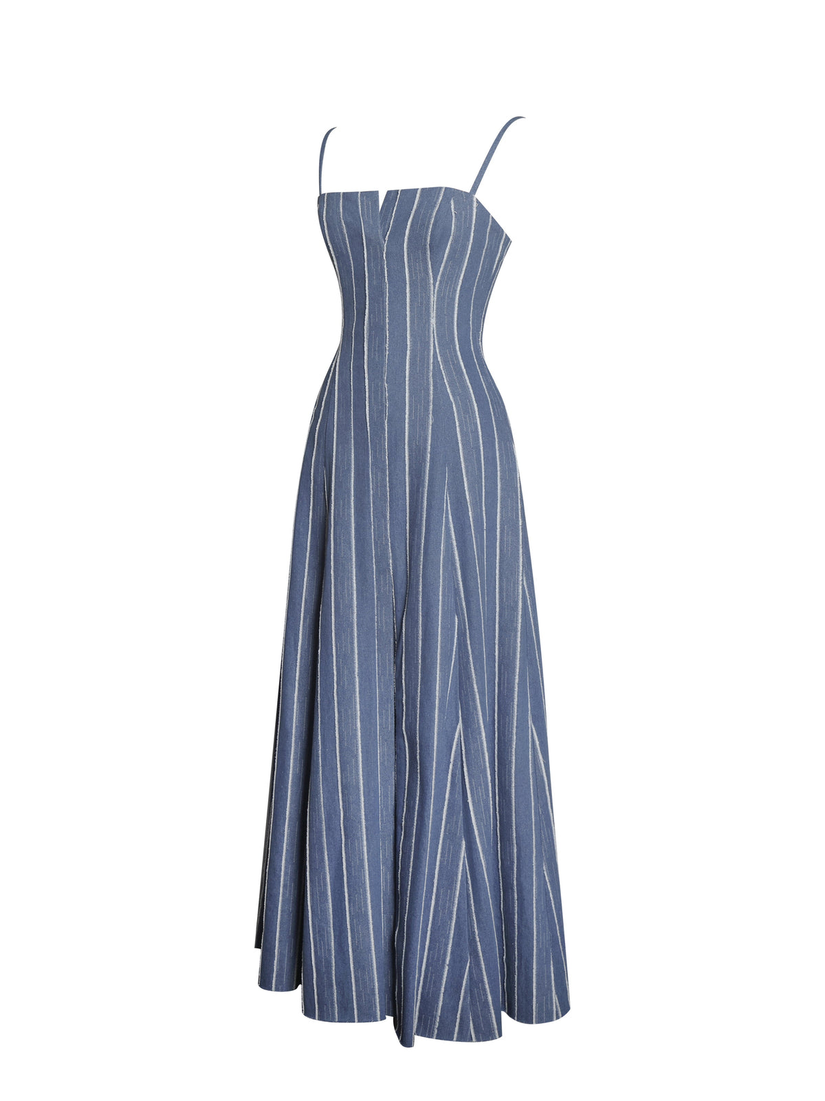 Abygail Stripe Cotton Denim Maxi Dress (Archive Sale)