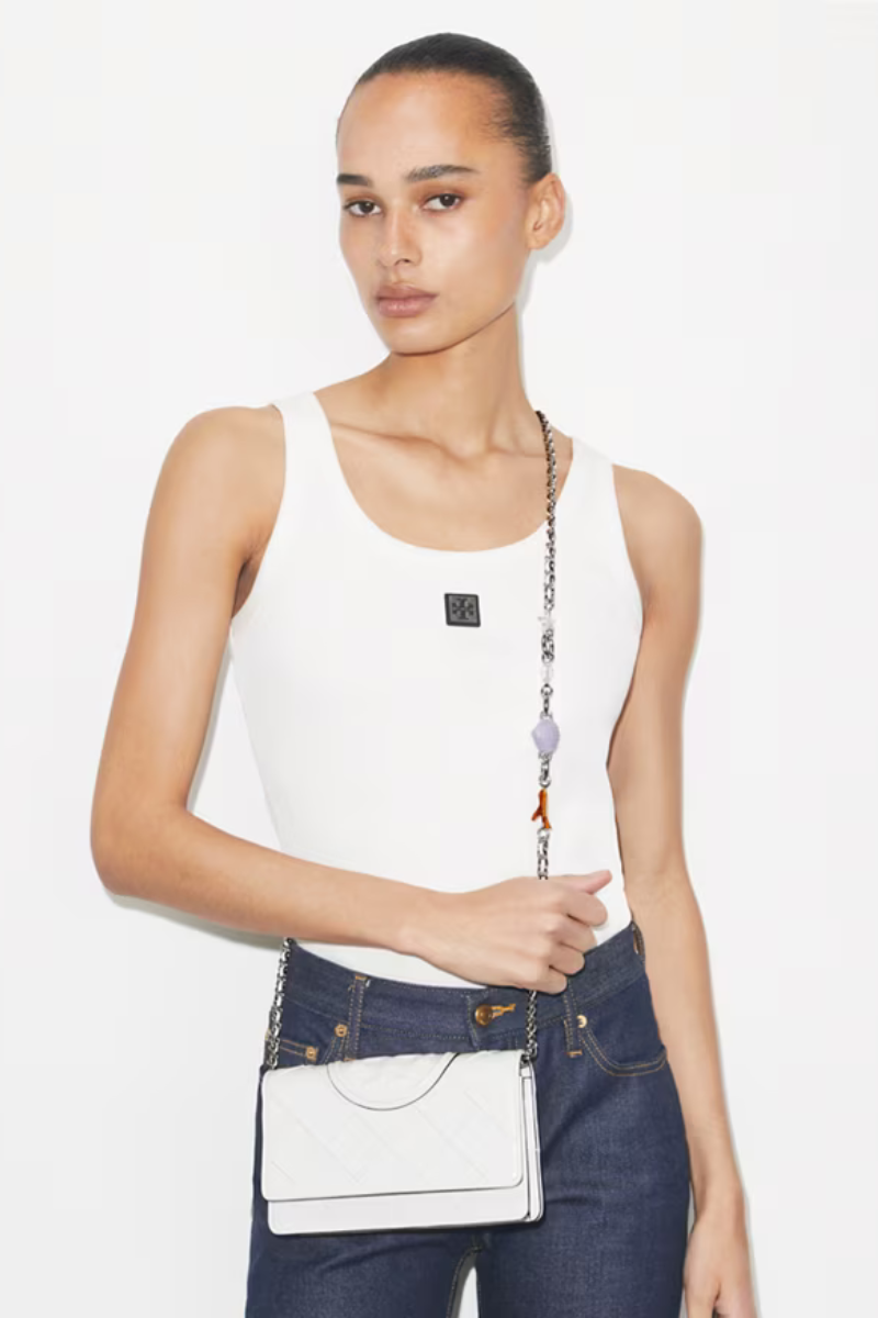 Tory Burch Fleming Charm Chain Wallet Cirrus Cloud 179021-100