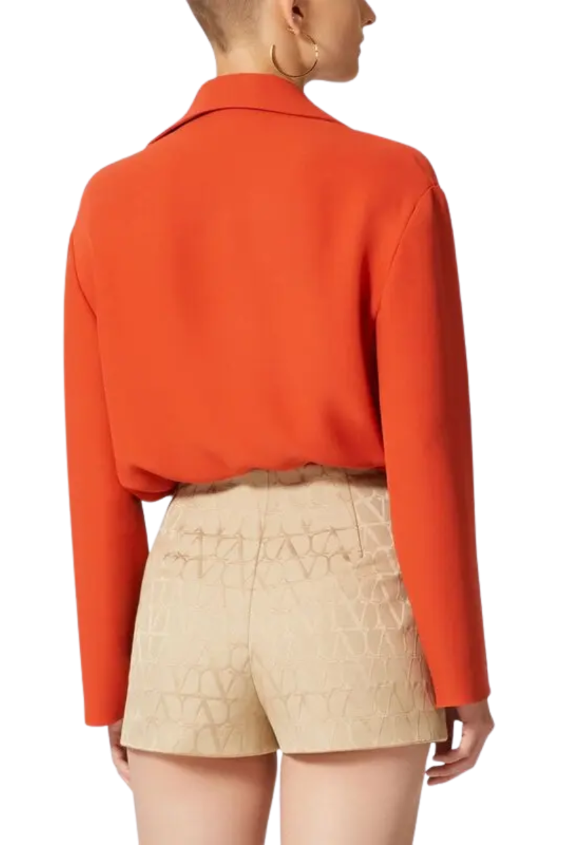 Valentino Tie Detail Long Sleeve Shirt Off Orange/Off Orange 4B3AE9451MM_YGN