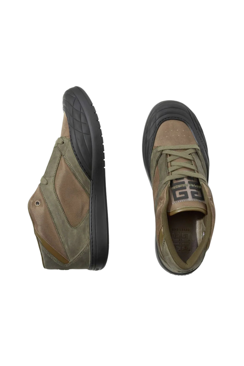 Givenchy New Line Men Shoes Mid-Top Sneakers_Olive Green