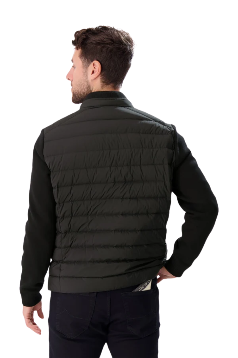 MooRER CATTANEO-S3C Mixed Media Stand Collar Jacket Nero