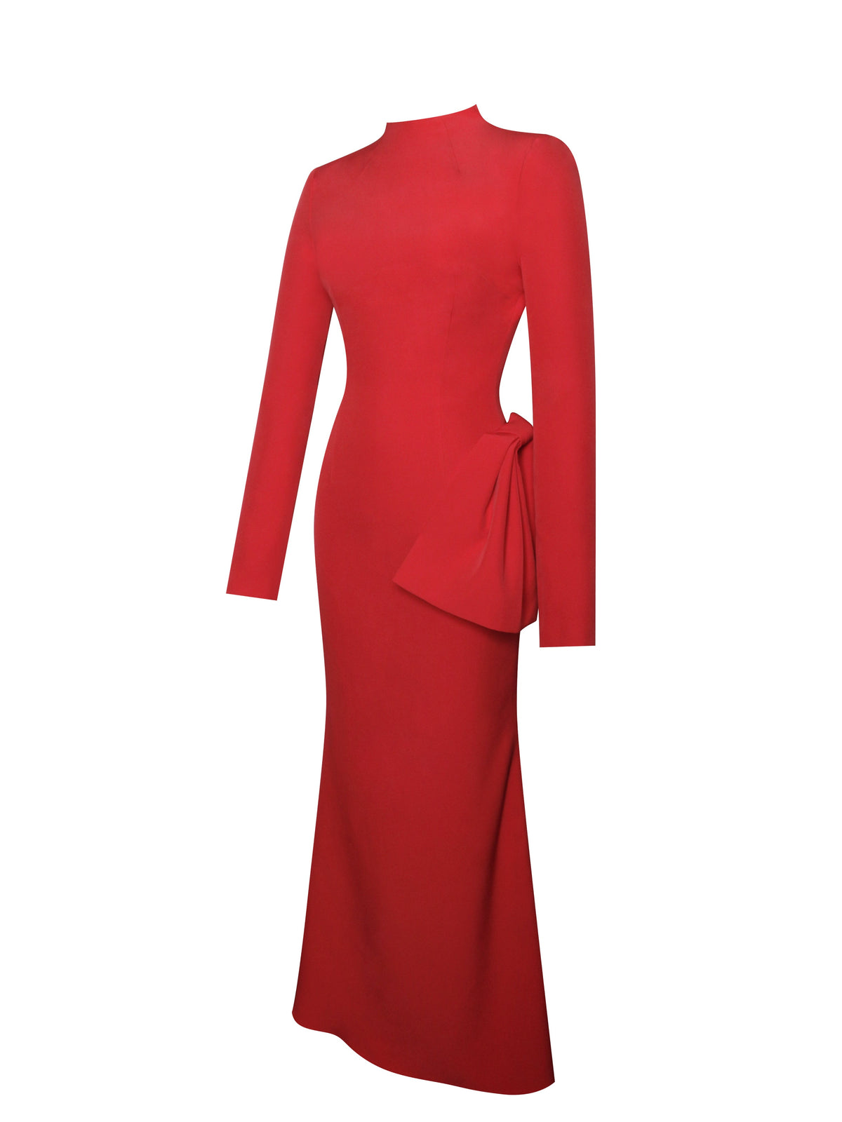 Radha Red Backless Longsleeve Maxi Dress with Bow (Archive Sale)