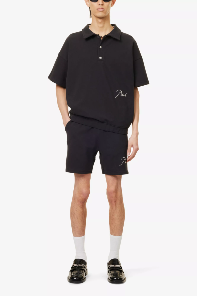Rhude Black Embroidered Polo