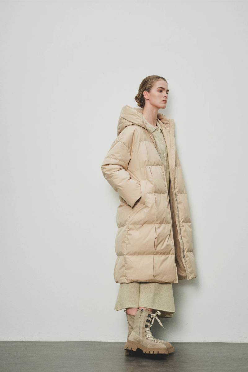 Max Simple Structural Tucks Down Coat Khaki MSJY257114K