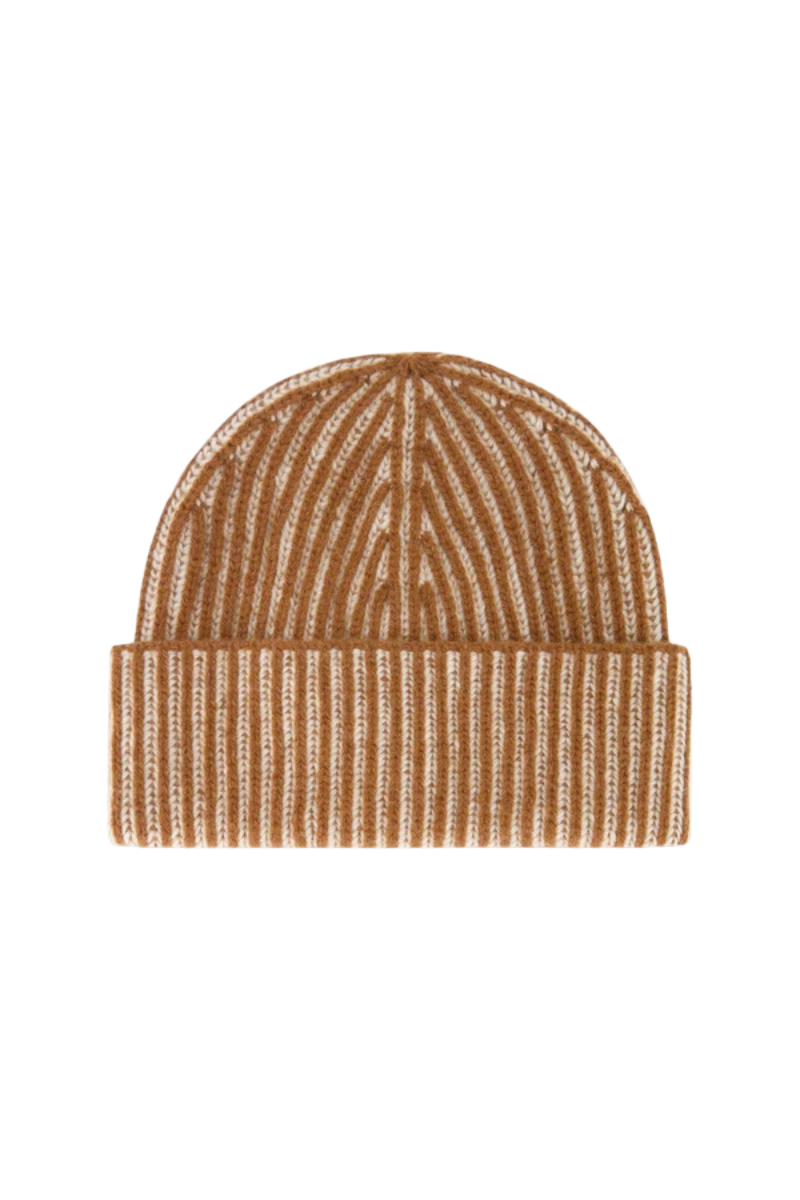 MooRER DAVIS-WSV Ribbed Knit Beanie Burnt Orange/Nut