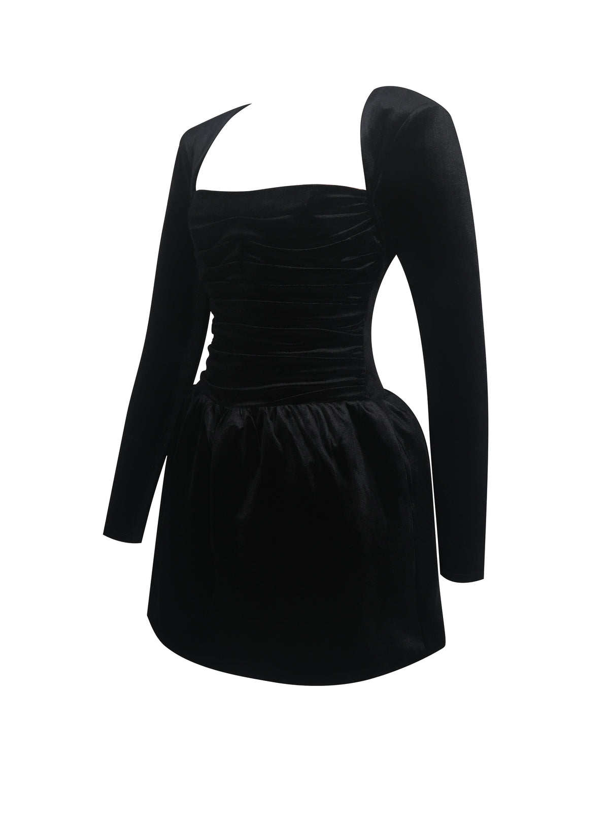 Catrina Black Velvet Square Neck Bow-Tie Mini Dress