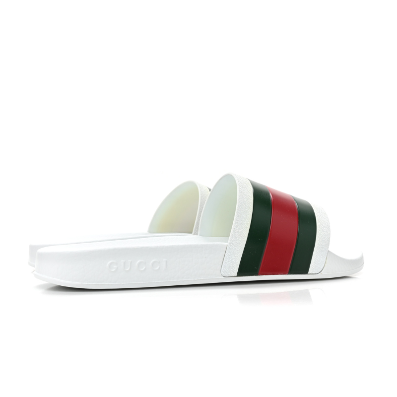 Mens | Gucci Signature Web Stripe Slide Sandals White