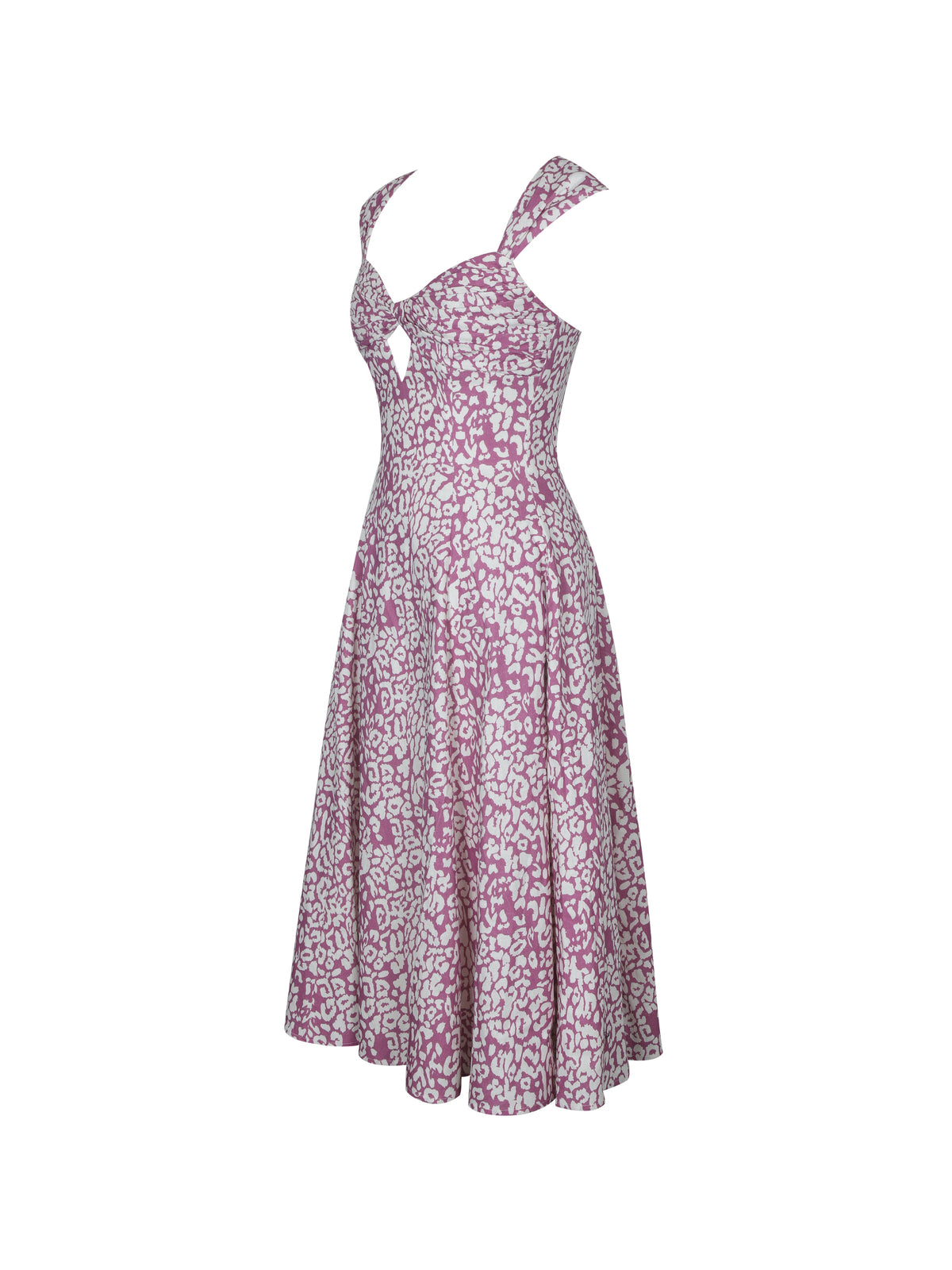 Wynonna Mauve Cheetah Linen Keyhole Midi Dress
