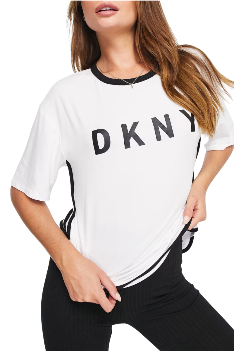 DKNY Printed stretch-jersey Logo T-Shirt White