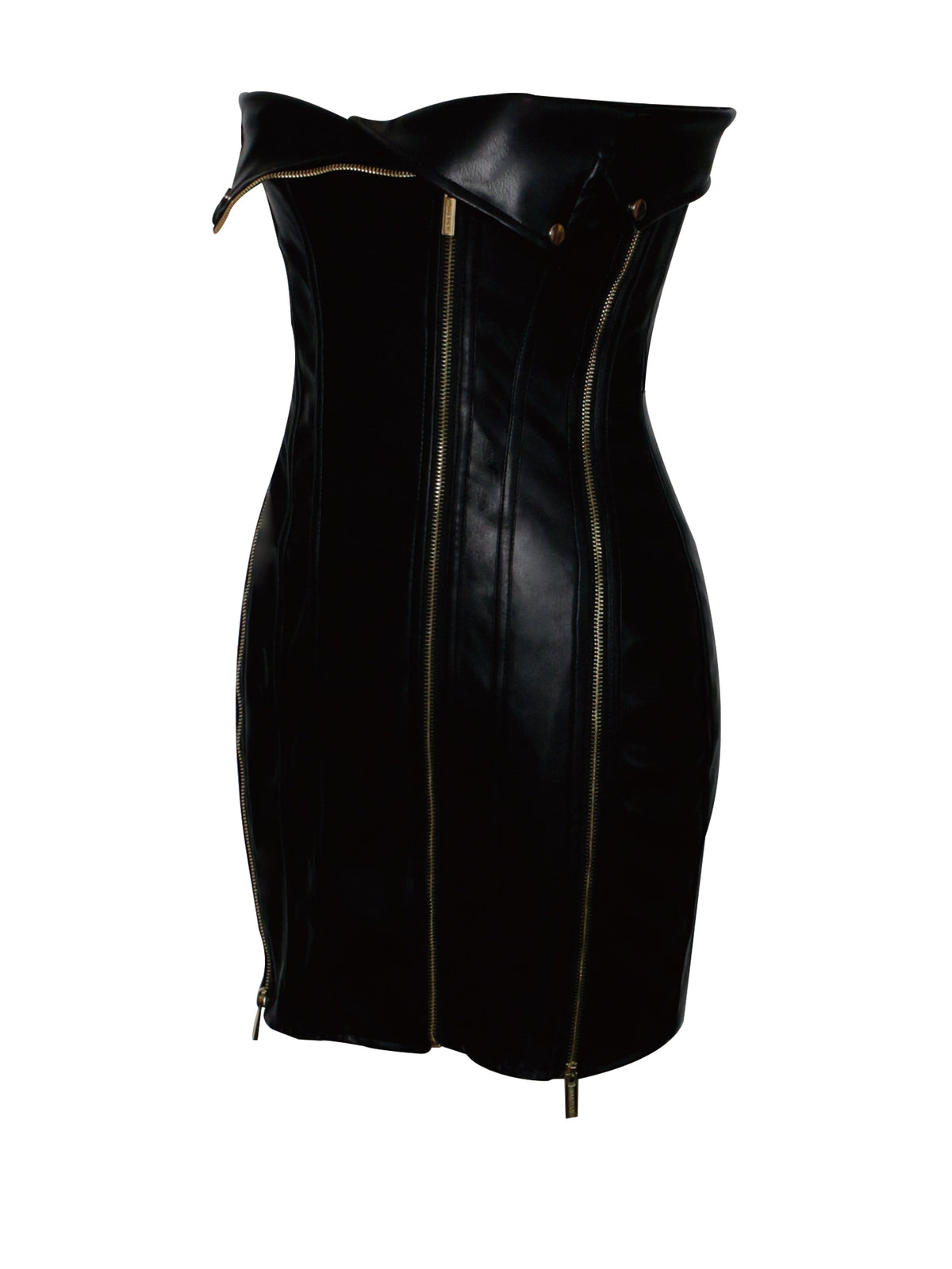 Annora Black Vegan Leather Mini Dress (Archive Sale)