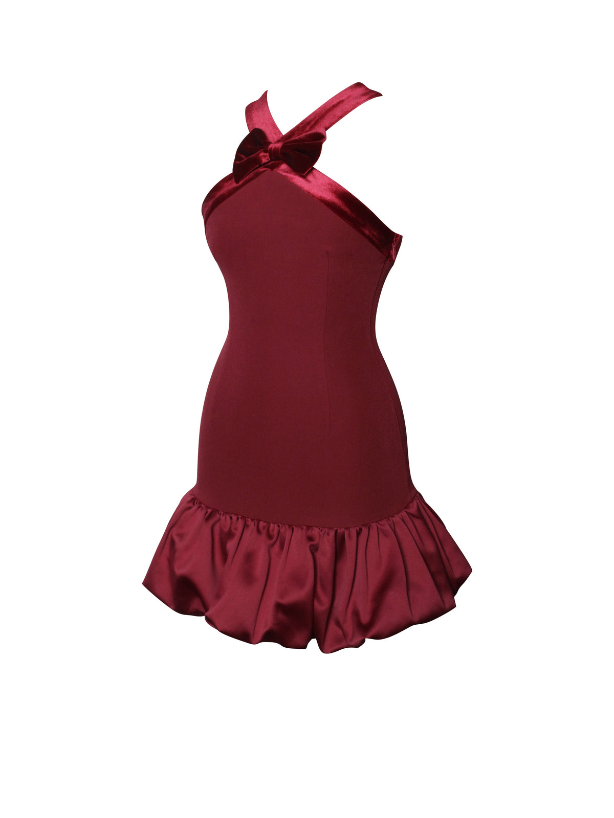 Barbra Red Cross Straps Bodycon Mini Dress with Bubble Hem (Archive Sale)
