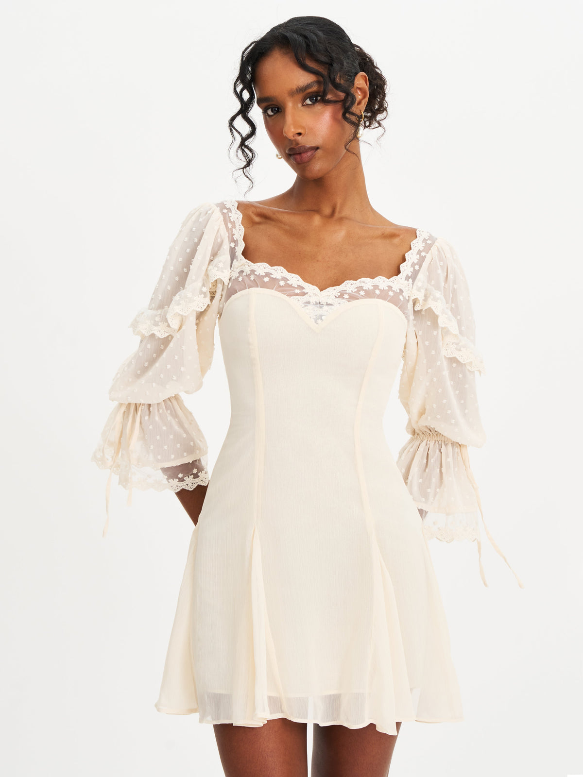Zakira Lace Trim Half Sleeve Mini Dress (Archive Sale)