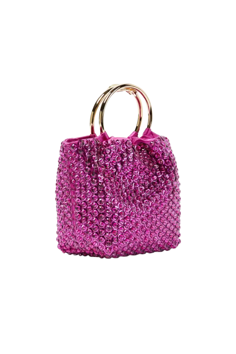 Valentino Garavani Carry Secrets Small embellished bucket bag in Fucsia