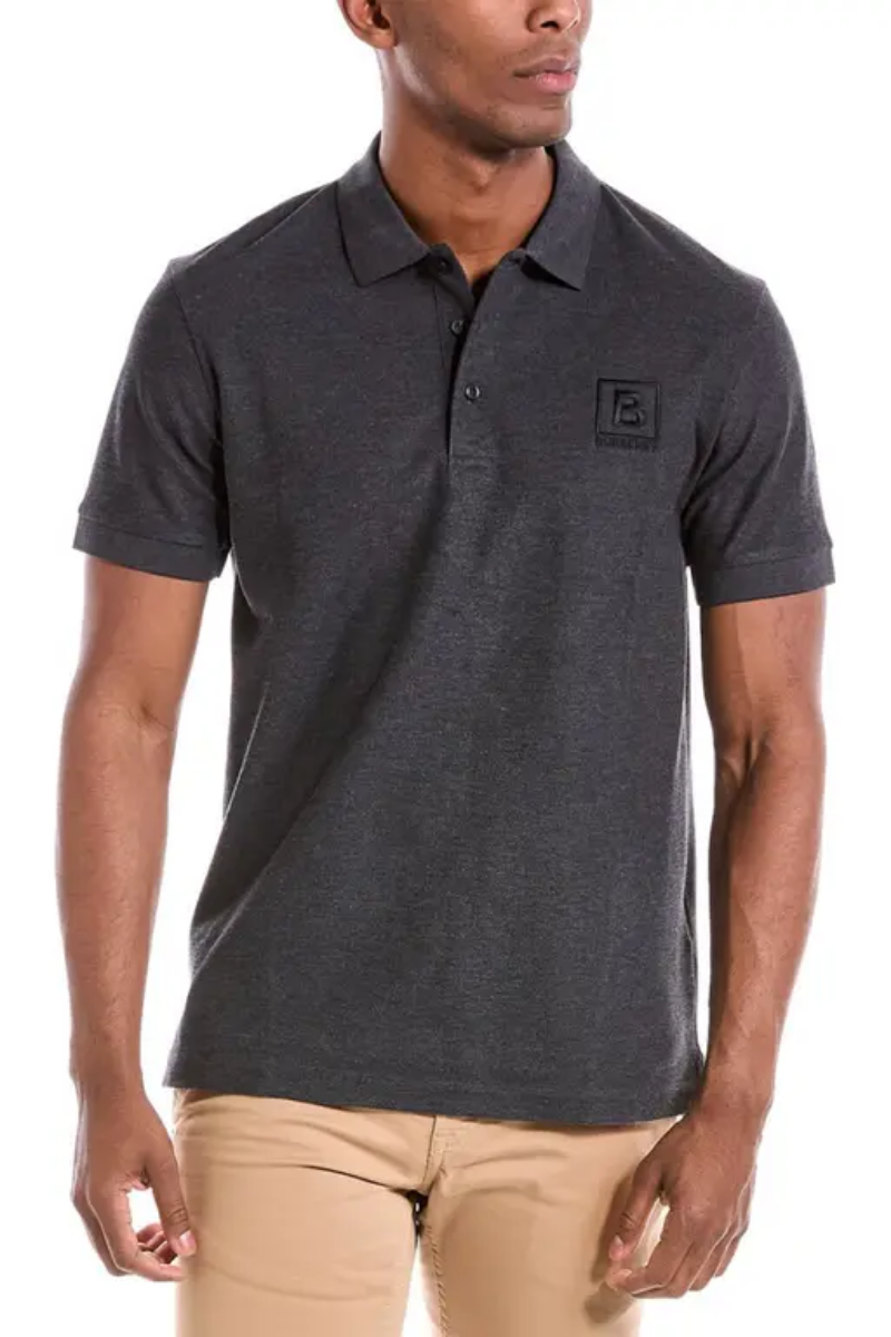 Burberry Men's Cotton Polo Shirt In Grey
