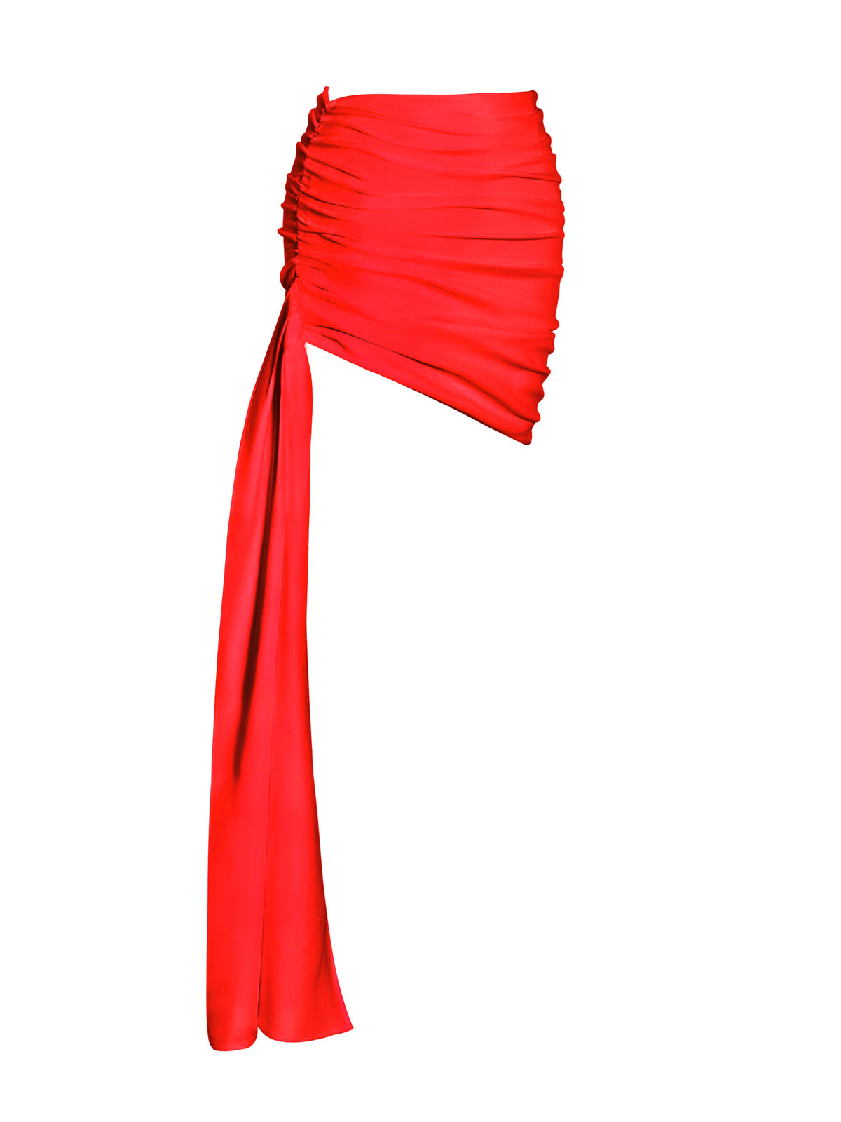 Yanina Red Ruched Drapping Mini Skirt (Archive Sale)