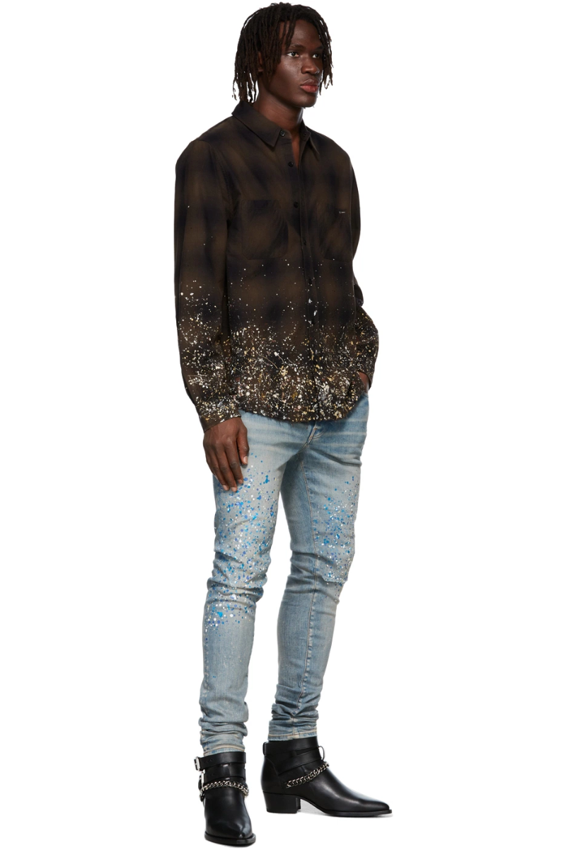 AMIRI Blue Crystal Painter Jeans