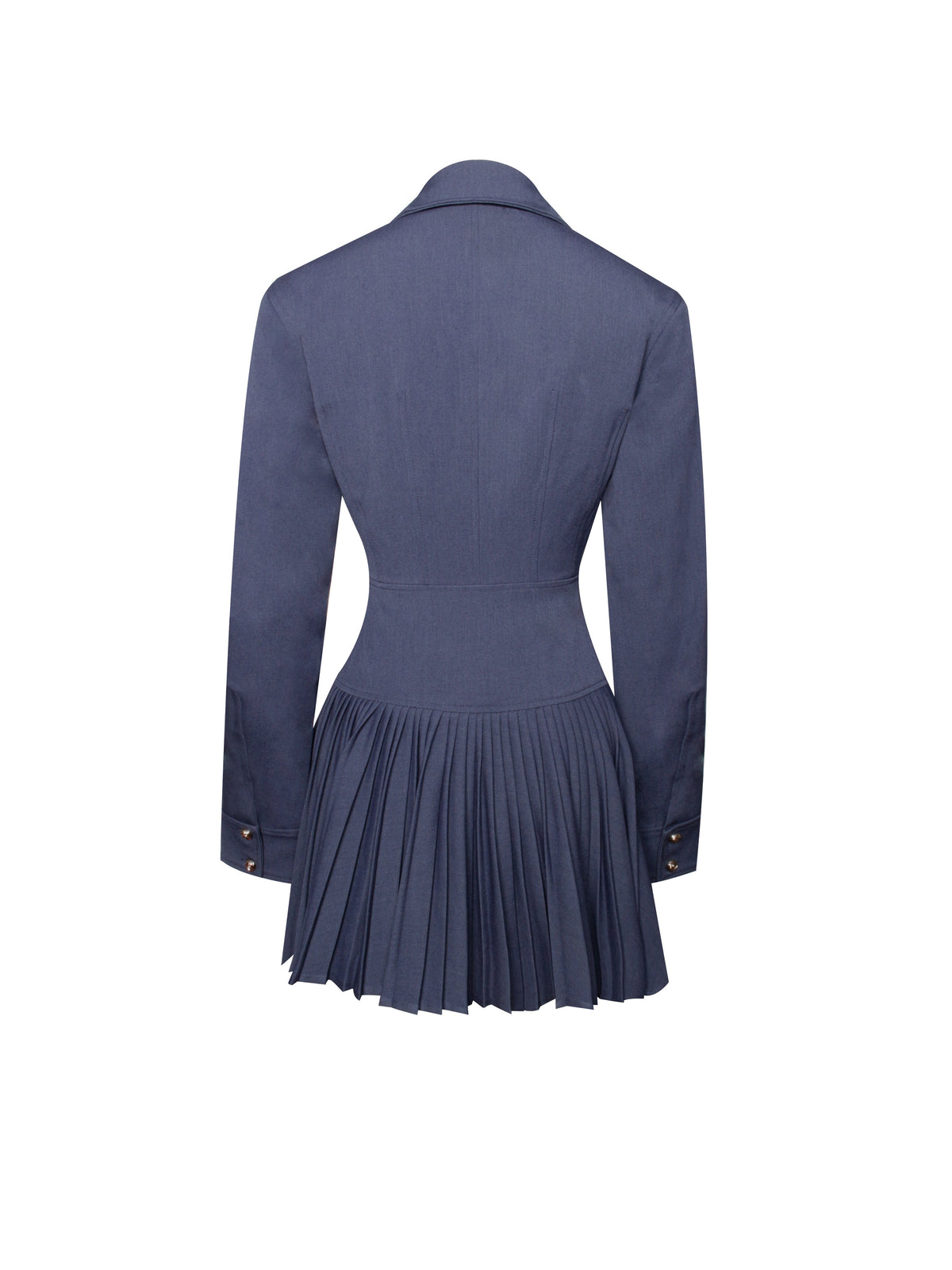 Valarie Navy Blue Denim Style Pleated Mini Dress (Archive Sale)