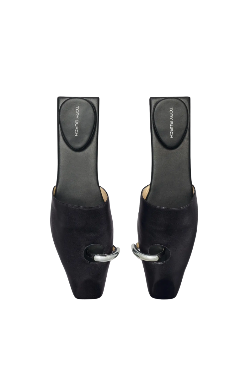 Tory Burch Pierced Mule Slippers Perfect Black/Silver 148648043
