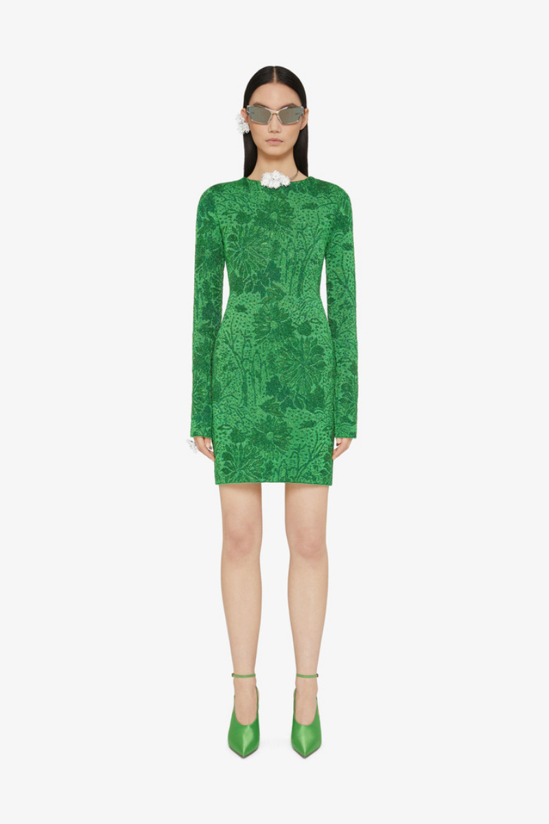 Givenchy Fitted Crewneck Dress V Back-Absynthe Green