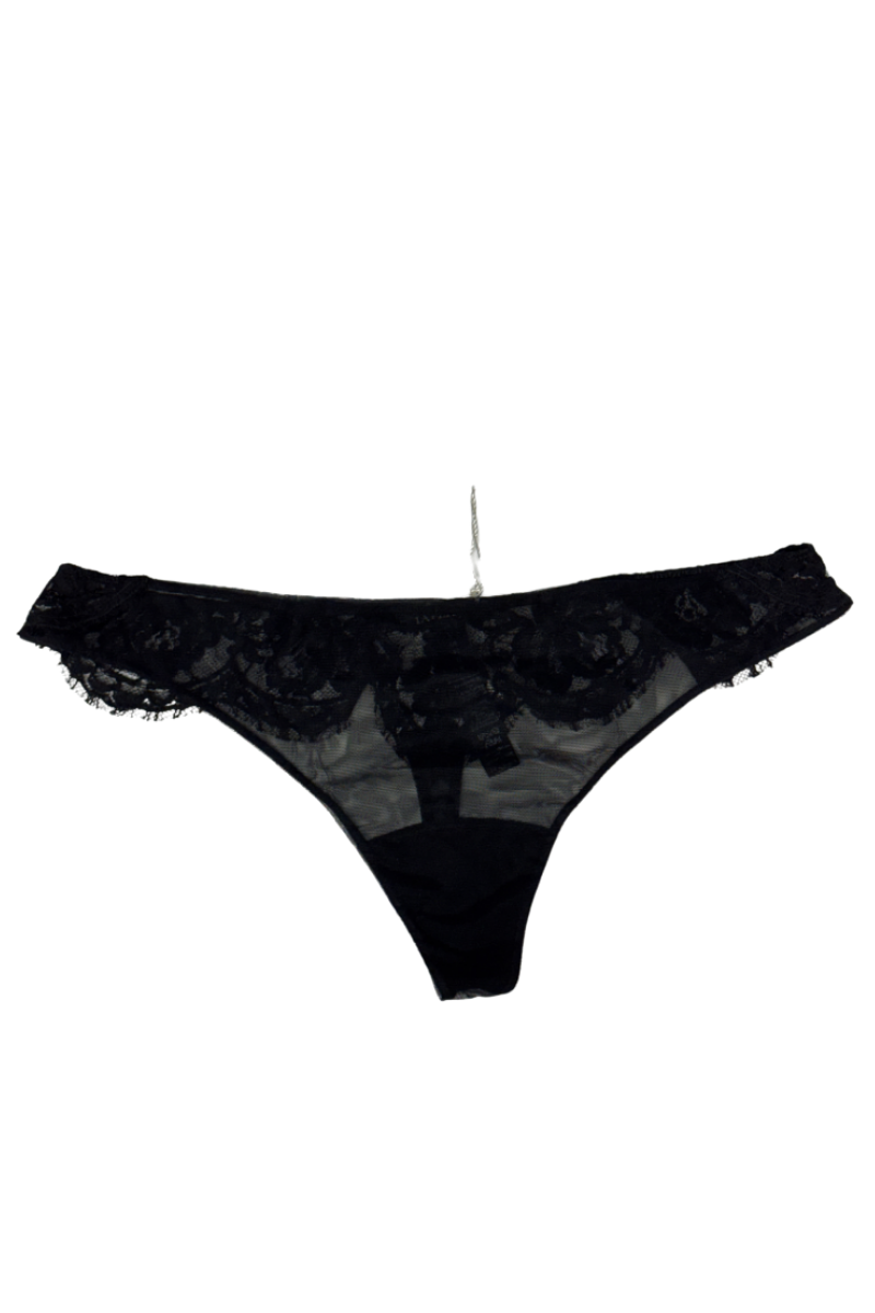 La Perla Black Lace Briefs with Embroidered Tulle