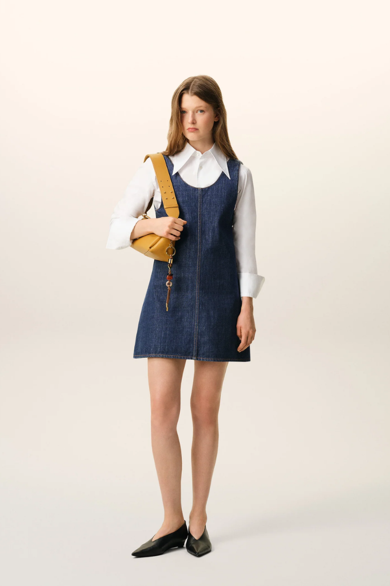 Ami Paris Cotton Short Strapped Dress-Denim Blue