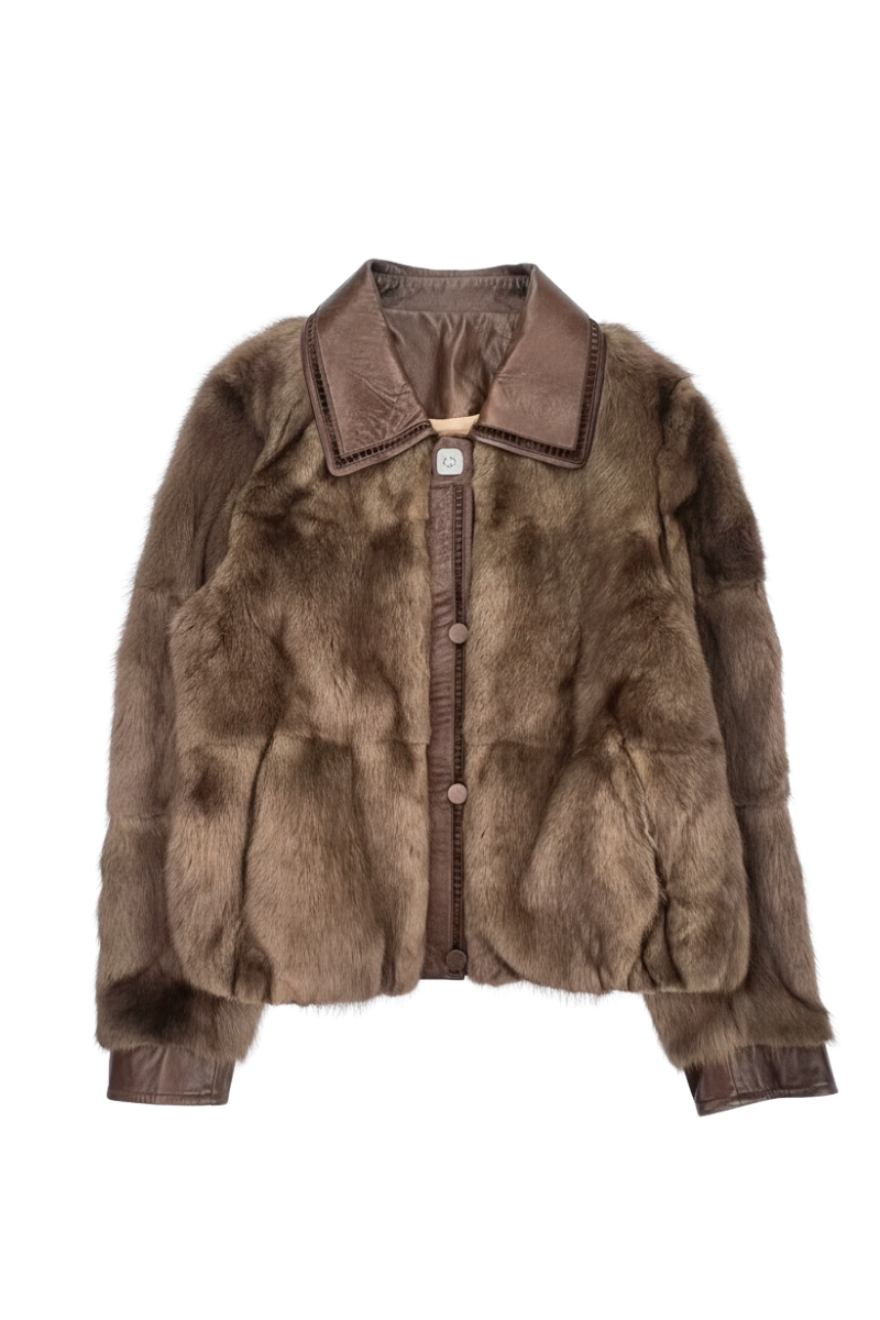 Max Simple Mink Fur Jacket_Brown