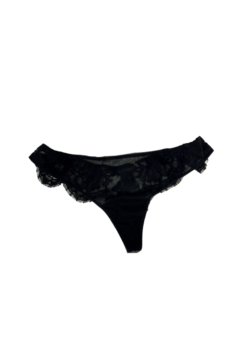 La Perla Black Lace Briefs with Embroidered Tulle