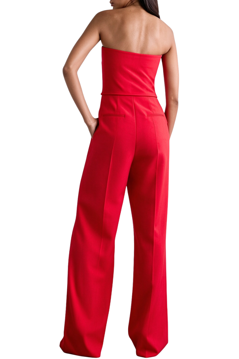 Valentino Strapless Jumpsuit Rosso 5B3VE3J574B_157
