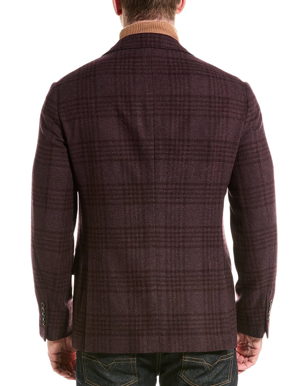 BRUNELLO CUCINELLI MEN'S DARK PLUM WOOL BLAZER