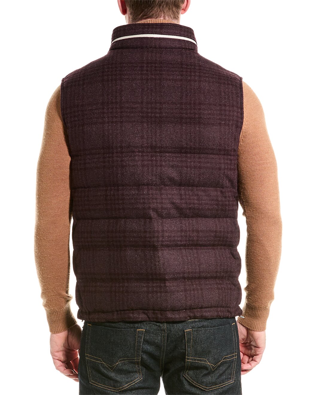 BRUNELLO CUCINELLI MEN'S CASHMERE BLEND QUILTED PUFFER BIKER VEST