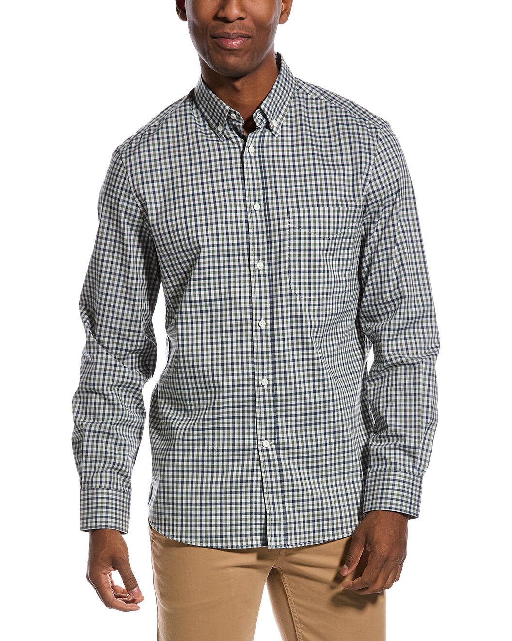 BRUNELLO CUCINELLI MEN'S CHECKERED BUTTON-UP SHIRT