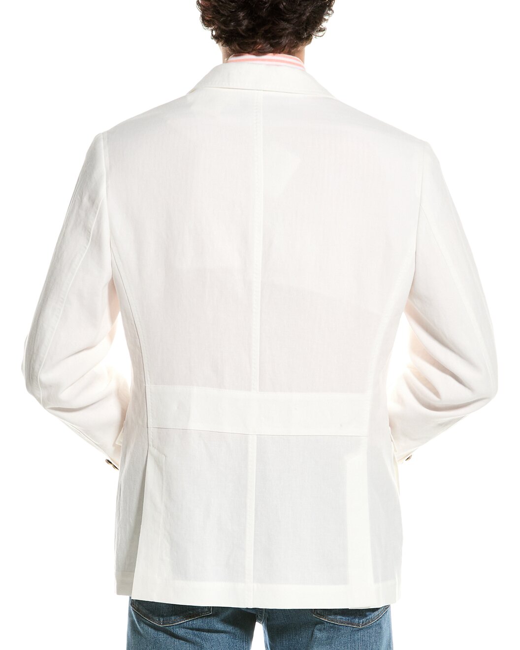 BRUNELLO CUCINELLI MEN'S OFF WHITE LINEN TAILORED JACKET