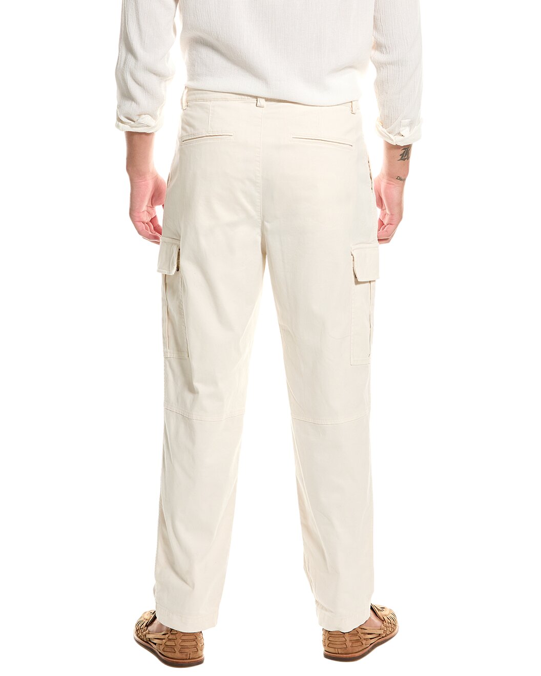 BRUNELLO CUCINELLI MEN'S OFF WHITE RELAXED COTTON TROUSERS