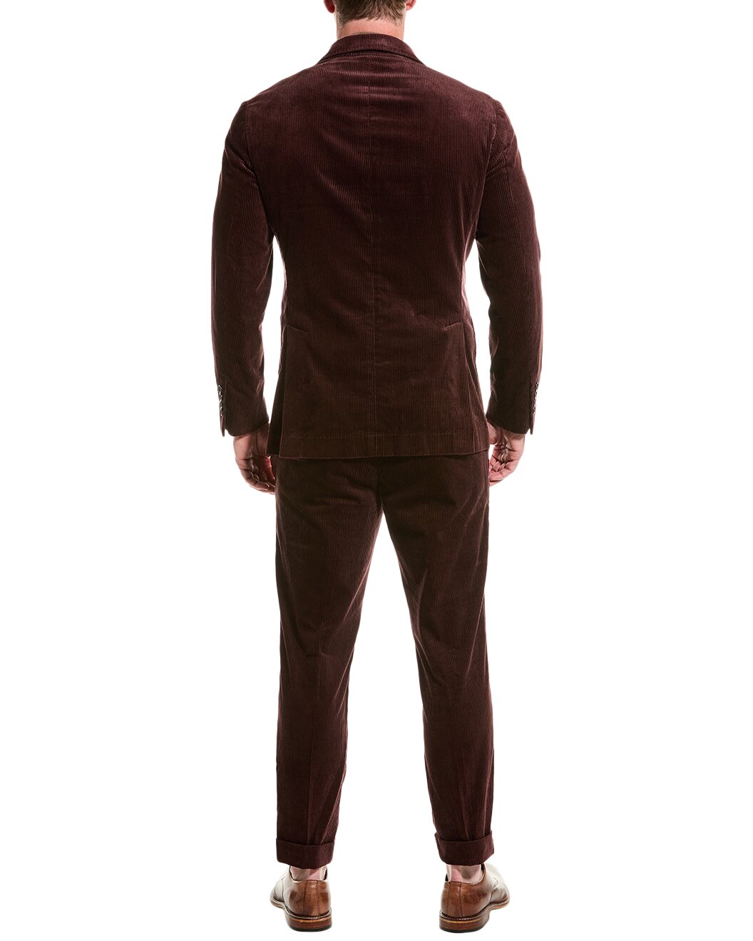BRUNELLO CUCINELLI MEN'S DARK PLUM DOUBLE BREASTED SUIT