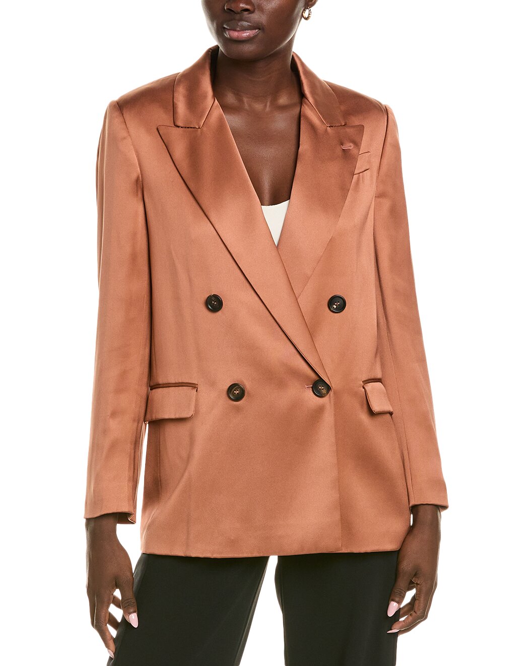 BRUNELLO CUCINELLI WOMEN'S COPPER DOUBLE BREASTED BLAZER