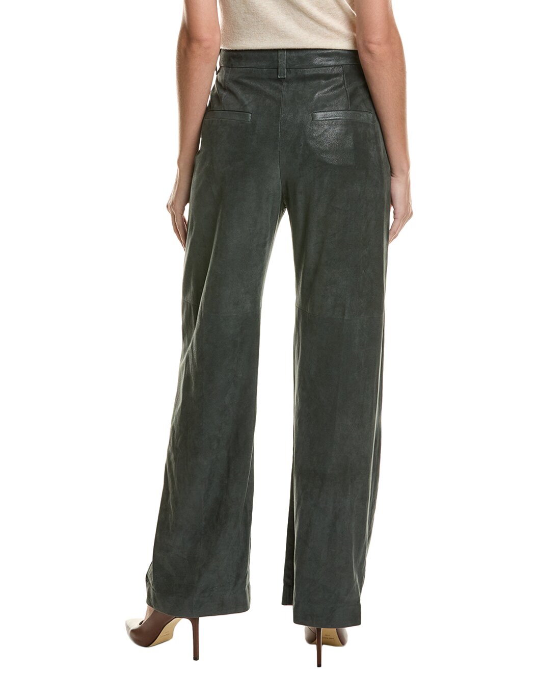 BRUNELLO CUCINELLI WOMEN'S DARK GREEN WIDE LEG PANTS