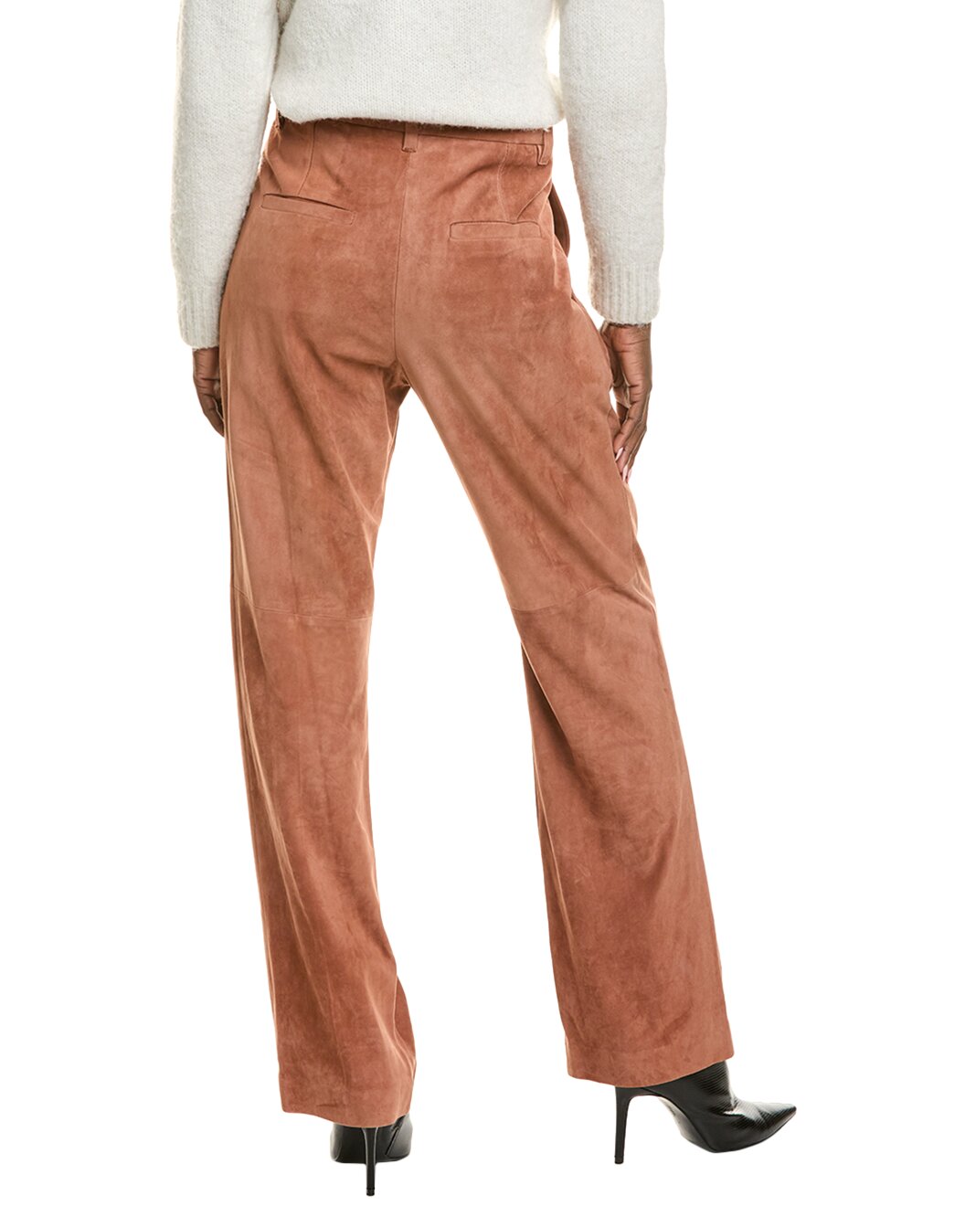 BRUNELLO CUCINELLI WOMEN'S RUST RELAXED SUEDE TROUSERS